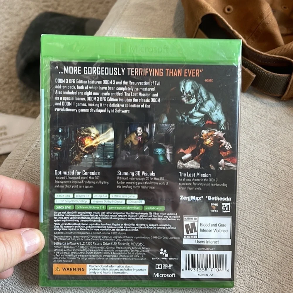 Xbox one 360 doom 3 bfg edition video game